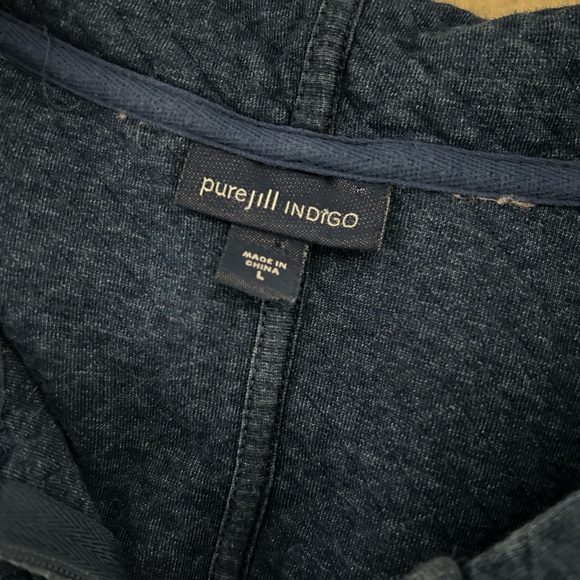 J Jill Pure Jill Indigo Quilted Soft Denim Hooded Jacket - Picture 8 of 8